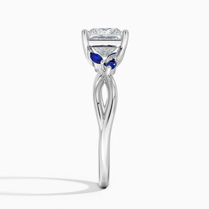 Anillo BOJ 057 Corte Princesa, Plata 925, con Acentos de Zafiro, Anillo de Moissanita con Certificado GRA de 2ct D, para Aniversario de Bodas - Product Image 3