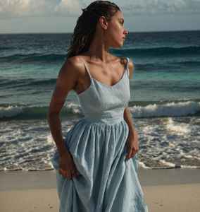 Vestido Maxi Verde Oliva para Mujer, Ecológico, Lavable, con Tirantes Finos, Estilo Boho, Casual, para Playa, Verano y Vacaciones - Product Image 1