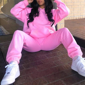 Premium Quality 100% Cotton Solid Women's Winter Hooded Tracksuit Set <b>Zip</b>-<b>up</b> <b>Jacket</b> Lightweight Waterproof Breathable - Product Image 5