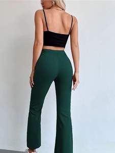 Leggings Deportivos de Cintura Alta con Logotipo Personalizado OEM, Pantalones de Yoga Suaves y Elásticos de Pierna Ancha para Mujer, Estilo Casual de Primavera - Product Image 2