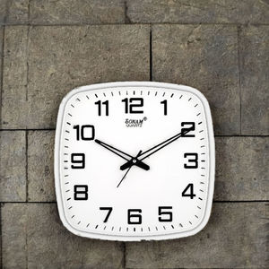 Sonam Square Quartz Wall <b>Clock</b> Analog <b>Battery</b> Operated Minimalist Design Easy to Read Plastic Frame Living Room Use - Product Image 5