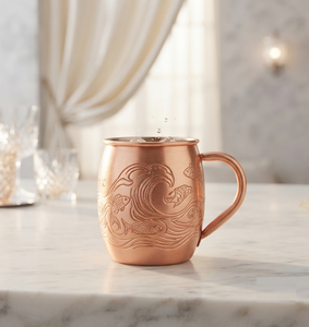 Drink Cocktail Serving <b>Mug</b> Medium Size Metal Handle Engraved Design <b>Copper</b> <b>Mug</b> for Home Metal Julep Cup for Crushed Ice - Product Image 1