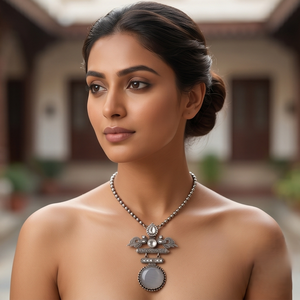 DIVYORO Collier classique gris orné d'un motif paon oxydé à longueur réglable pour femme - Product Image 4