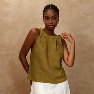Women <b>Sleeveless</b> <b>Linen</b> Tank <b>Top</b> Casual Loose Fit Summer Blouse Minimalist <b>Linen</b> <b>Top</b> - Product Image 6