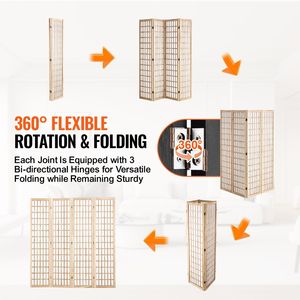 Divisorio dello schermo interno portatile della Privacy del divisorio di stile giapponese 4-Panel per la stanza dello schermo naturale del ristorante dell'home Office - Product Image 3