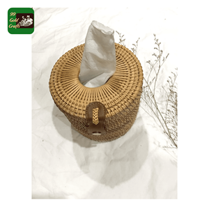Boîte à mouchoirs en rotin fabriquée avec des fibres de rotin naturelles pour le rangement des mouchoirs en papier et la décoration de table, fabriquée au Vietnam. - Product Image 2