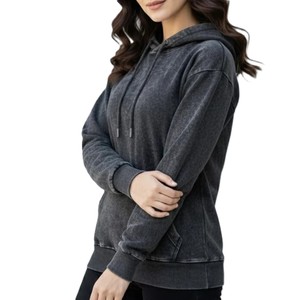 Hoodie Femme Streetwear 100% Coton à Manches Longues, Grammage Lourd, Délavé à l'Acide, Nouvelle Arrivée, Meilleur Style, Prix Bas - Product Image 6