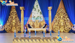 การตกแต่งเวทีงานแต่งงานแบบดั้งเดิม ดีไซน์เวทีงานแต่งงานสีทอง แบบแมนดาป ราคาประหยัด ชุดเวทีสำหรับงานเลี้ยงฉลองมงคลสมรส - Product Image 3