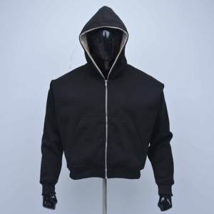 Sudadera con capucha para hombre de alta calidad, fabricada con tela gruesa de color sólido, personalizada, con estampado digital y doble cremallera. - Product Image 1