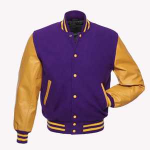 เสื้อแจ็คเก็ตวาร์ซิตี้ PU สีน้ำเงินกรมท่าและสีเหลืองสำหรับผู้ชาย สไตล์พรีปปี้ ปกคอพับ ทรงปกติ สีพื้น แจ็คเก็ตเบสบอลแบบ Letterman - Product Image 6