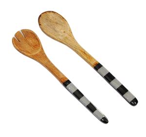 ชุดเครื่องครัวไม้อะคาเซียธรรมชาติ12 in 2แพ็คมะม่วงด้ามจับสีดำและเทา - Product Image 1