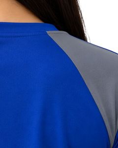 Customized Women Royal Blue And Grey Quick Dry Sports T Shirt Breathable Running Gym Workout Athletic Activewear Tee <b>Top</b> - Product Image 5