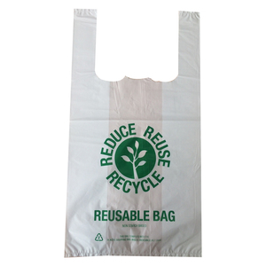 100% <b>Compostable</b> T-Shirt <b>Bag</b> with Green Print for Business & Shopping Use - Product Image 5