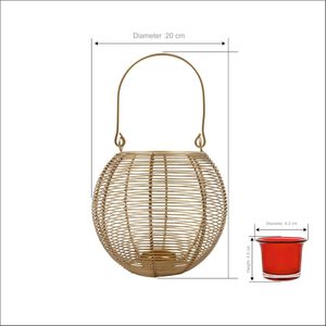 Porte-bougie rond en métal doré avec poignée, lanterne à bougie portable - Product Image 6