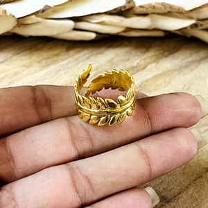 High Demand Boho Leaf <b>Rings</b> for Women Brass <b>Rings</b> 18k Gold Plated Floral <b>Crown</b> Vintage Nature <b>Rings</b> for Wholesale/OEM/ODM - Product Image 4