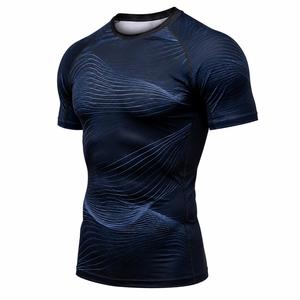 T-shirt de sport pour homme tendance, manches courtes, bleu surf, imprimé par sublimation, séchage rapide, polyester, taille adulte - Product Image 2