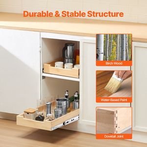 Organizzatore Estraibile per Armadio 14"W X 21"D con Chiusura Morbida, Cassetto in Legno Resistente per Parti e Accessori di Mobili da Cucina - Product Image 5