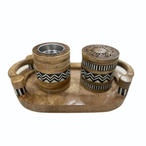 Porte-parfum haut de gamme pour les célébrations de l'Aïd Ensemble de brûleur de Bakhoor Oud céleste avec artisanat en bois naturel et récipient - Product Image 2