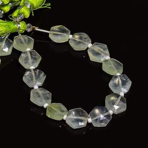 Cuentas de prehnita natural facetadas hexagonales tipo briolette, hilo de piedras preciosas de 10x11 mm, cuentas de prehnita sueltas para la fabricación de joyería, venta al por mayor. - Product Image 2