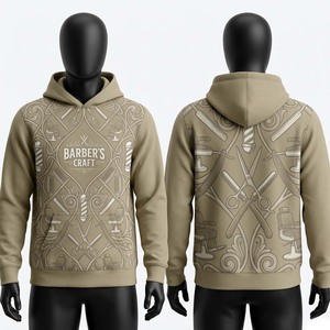 Sudadera Premium para Barbería, 320 GSM, Algodón y Poliéster, Diseño con Paneles Beige Taupe, Logotipo Personalizado - Product Image 1