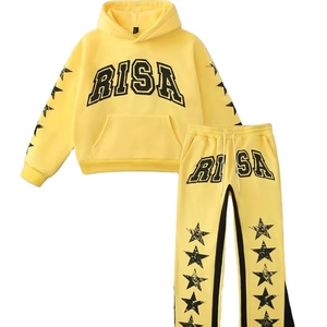 Conjunto Deportivo de Alta Calidad para Hombre, Sudadera Holgada y Pantalones Estilo Urbano, Chándal Holgado con Estampado Amarillo para Hombre - Product Image 1
