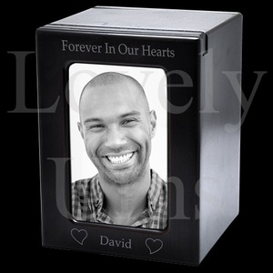 Wholesale MDF cremation <b>urn</b> with slider photo window medium or <b>large</b> adult keepsake memorial ashes container - Product Image 3