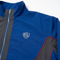 Conjunto Deportivo Color Azul Grisáceo con Bloques de Color, Chaqueta con Cremallera de Manga Larga y Pantalones Cortos Deportivos de Secado Rápido, Poliéster, Unisex para Adultos, Ropa de Primavera