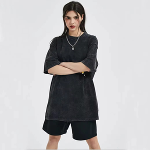 Camisetas Unisex al por Mayor con Lavado Ácido Personalizado, Camisetas Oversize Vintage para Mujer con Hombros Caídos de Algodón Lavado - Product Image 3