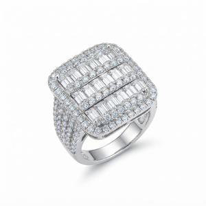 Custom Unisex Romantic Hip Hop Brilliant Moissanite Prong Set Geometric 925 <b>Sterling</b> <b>Silver</b> Gold Plated Wedding <b>Engagement</b> <b>Ring</b> - Product Image 1