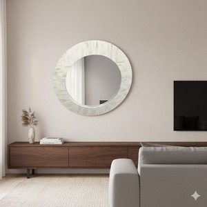 High Quality Modern Round <b>Framed</b> Bone Inlay Handmade Wall <b>Mirror</b> for Home Wall Decoration - Product Image 5