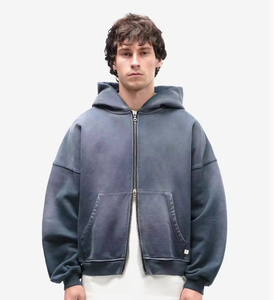 Sudadera con Capucha para Hombre, Estilo Hip Hop, Resistente al Viento, Color Sólido, Algodón French Terry, Cierre de Cremallera, Informal, Otoño, Venta al Por Mayor, Mejor Calidad - Product Image 4
