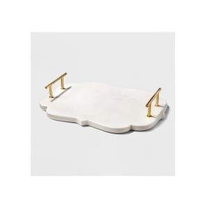 Luxurious European Marble Serving Tray With Metal Handle Best Quality Tray Customize Size Home Tea <b>Coffee</b> Storage Tray For Sale - Product Image 1