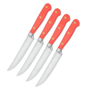 Ensemble de 4 couteaux à steak classiques à manche noir avec lames en acier inoxydable à bord lisse pour la restauration, le service de table et la cuisine à domicile - Product Image 2