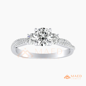 Moissanite Three <b>Stone</b> Ring for Women Silver Tone Engagement Wedding Anniversary Jewelry Elegant Daily Wear Style - Product Image 5