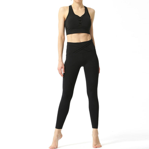 Ensembles de yoga pour femmes à carreaux avec logo personnalisé, taille mi-haute, taille élastique, tailles ajustables, quantité en gros - Product Image 1