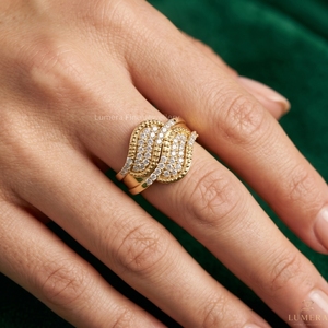 9K 10K 14K 18K Gold Lab Grown Diamond Wave Ring for Women | Luxury Moissanite <b>Infinity</b> Band | IGI Certified Fashion Jewelry - Product Image 6