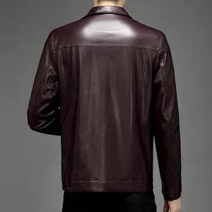Nouvelle veste en cuir PU marron foncé pour homme, coupe ajustée décontractée, col rabattu, fermeture boutonnée, pour l'automne - Product Image 4