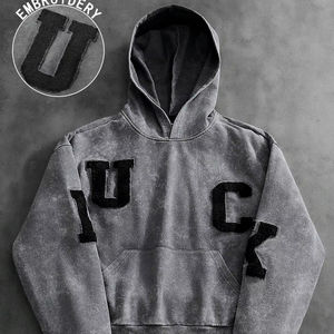 Sweat à capuche oversize délavé pour homme, style streetwear décontracté, idéal pour la gym, en tissu épais, pull à capuche hiver, prix abordable, personnalisation OEM - Product Image 1