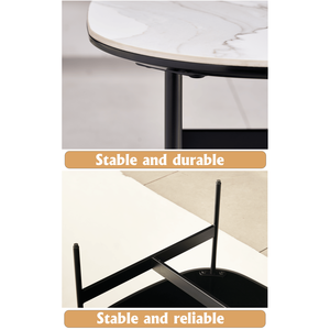 Tavolino moderno in ceramica con trave di roccia per soggiorno tavolo centrale quadrato basso con facile montaggio piccolo tavolino da caffè facile da montare - Product Image 4