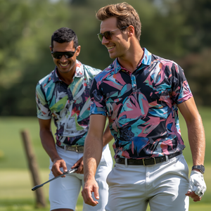 Chemise pour homme anti-rides en polyester et élasthanne imprimé, extensible, respirante, avec poche, décontractée, pour le sport et le golf, à manches courtes, OEM - Product Image 2