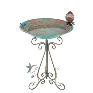 Bain d'oiseaux décoratif mural en métal avec motif en spirale, décoration de jardin extérieur - Product Image 6