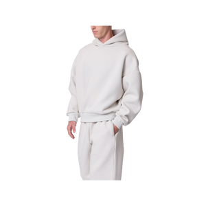 Sudadera Oversize de Cuello Redondo para Hombre, Blanca Sólida, Poliéster/Algodón, Felpa Francesa, Ropa Casual de Invierno, Transpirable, con Bolsillos - Product Image 2
