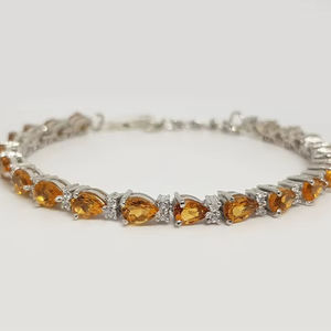 Citrine Tennis <b>Bracelet</b> Pear Gemstone 925 Sterling Silver Natural Jewelry Handmade Elegant Gift For Women - Product Image 1
