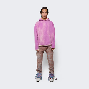 Custom streetwear Hoodies pullover oversized hoodie men's Sun Faded vintage washed Distreesed Bottom hoodie Kangro Pocket Hooded - Product Image 2