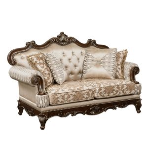 Divanetto Tradizionale di Lusso in Finitura Ciliegio con Dettagli Dorati, Mobili Formali in Legno Massello per Soggiorno, 1 Pezzo - Product Image 2