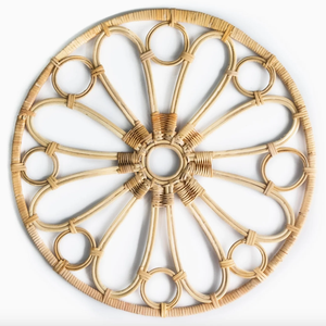 Assiette de présentation de luxe en rotin pour table à manger, décorations jaunes, blanches et roses, style rotin, vaisselle de table - Product Image 5