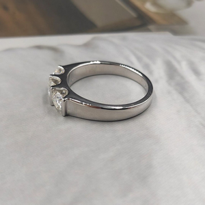 3 Round Cut <b>Cz</b> Bar Set <b>Ring</b> White Gold Engagement <b>Ring</b> 10K Solid Gold Trilogy Three Stone Bridal <b>Ring</b> Promise <b>Ring</b> Gift For Her - Product Image 4