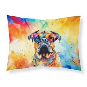 Bullmastiff Hippie Dawg estándar ligero súper suave fácil cuidado decorativo ilustraciones funda de almohada Fundas de cojín categoría de producto - Product Image 1
