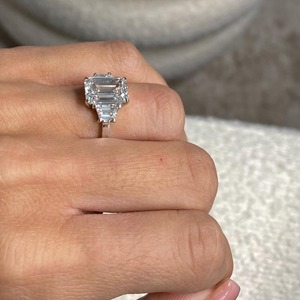 Classic look 4 Carat for Certified Lab Grown Emerald <b>Diamond</b> Engagement <b>Ring</b> with <b>Diamond</b> Accents in 18K Gold Plated - Product Image 3