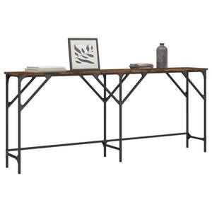 Table console réglable pour pieds de grande taille en bois d'ingénierie chêne fumé avec finition durable - Product Image 1